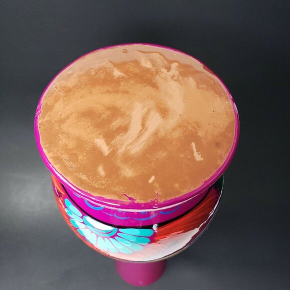 Vase Talavera Mexican Pottery Large 14" Birds Vibrant Colors Hand Painted - Picture 9 of 10